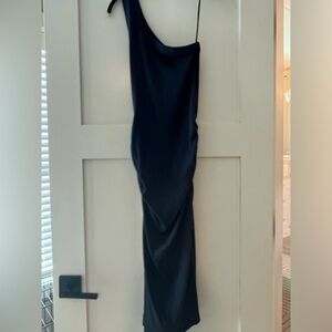 Michael Stars Coco One-Shoulder body con dress size small navy blue